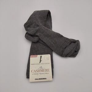 Calzedonia women modal/cashmere blend Ribbed knee-high socks Grey L/XL 39-43